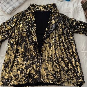 Sequin Gold and Black Blazer Swing jacket